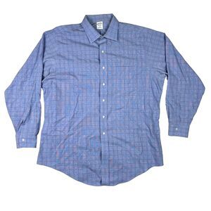 Brooks Brothers Dress Shirt Men 18-36 Blue Slim Fit Long Sleeve Business EUC